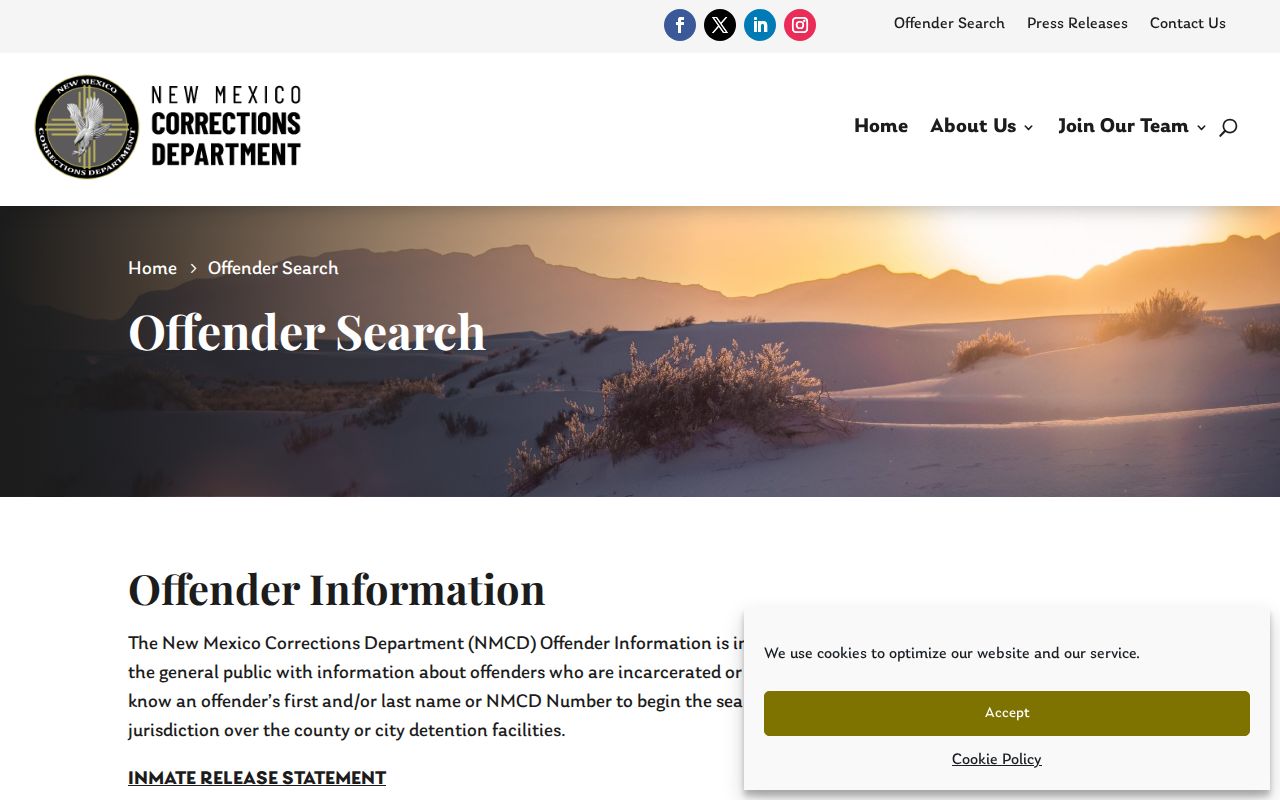 NMCD offender search scope for verifying a Lincoln County VINE release